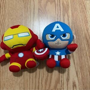 Marvel Iron Man and Captain America Plush Toys - 6 inch TY beanie baby plush